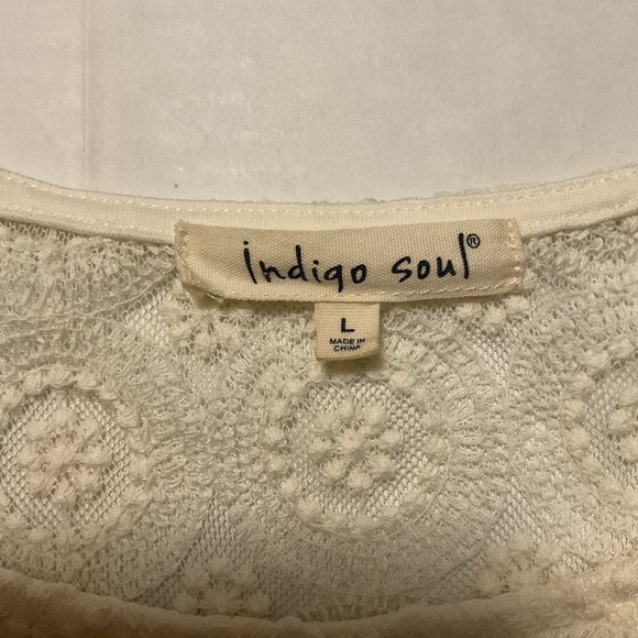 Indigo Soul Ivory Boho Lace Tunic Blouse Long Sleeve - Picture 8 of 10